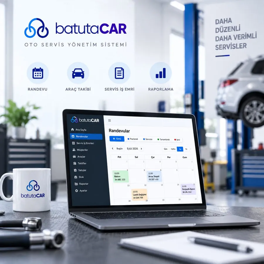 BatutaCar oto servis programı ekranı — iş emri, randevu ve servis takibi